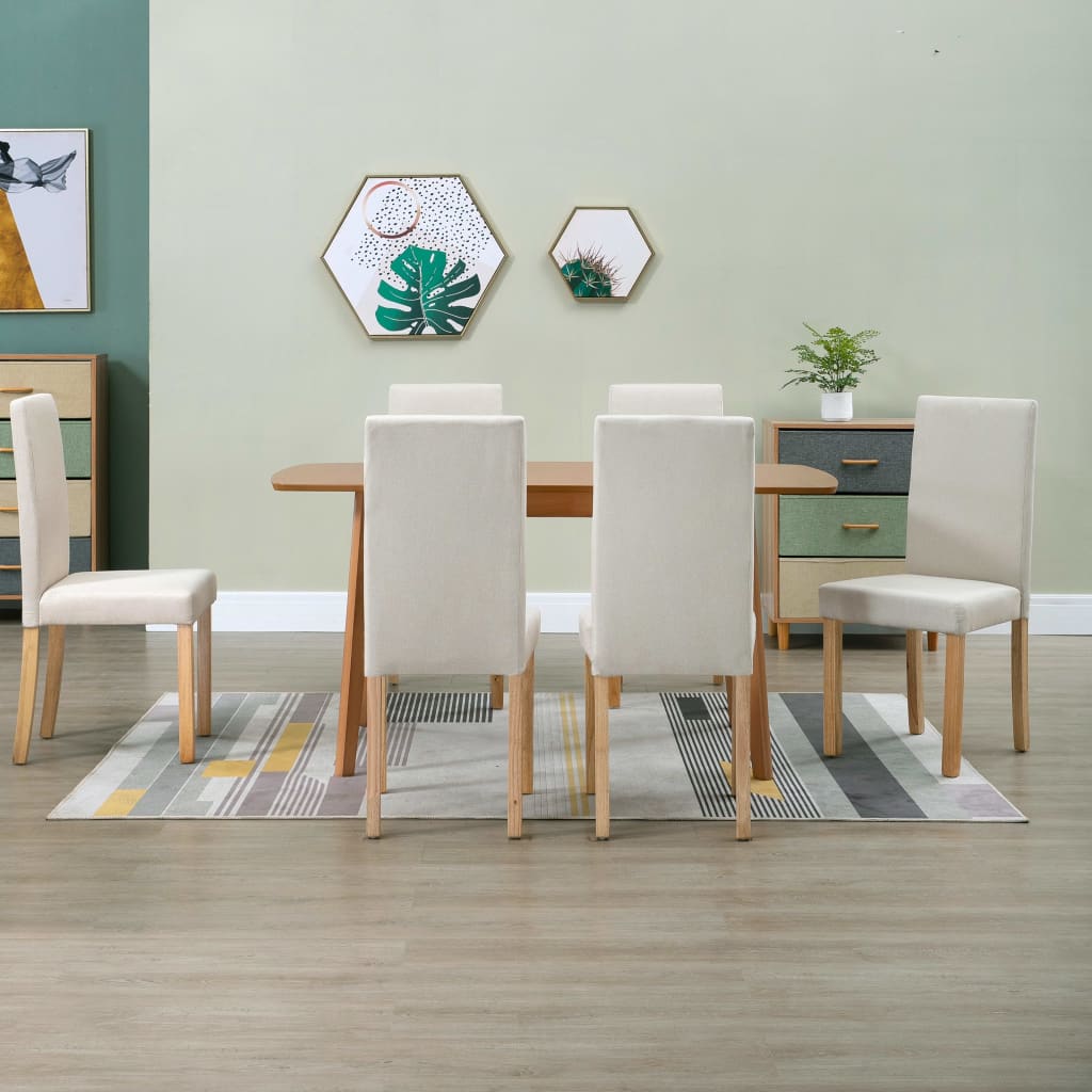 vidaXL Dining Chairs Side Chair with Solid Wood Legs for Home Kitchen Fabric-14
