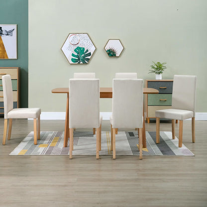 vidaXL Dining Chairs Side Chair with Solid Wood Legs for Home Kitchen Fabric-14
