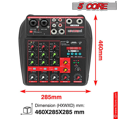 5 Core Audio Mixer 4 Channel DJ Equipment with Bluetooth USB Sound Board Console-1