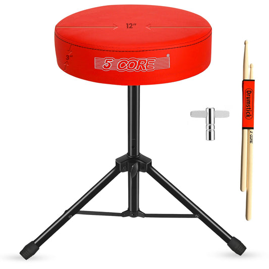5 Core Drum Throne 3" Thick Padded Comfortable Guitar Stool Drummer Chair Adjustable Musician Seat-0