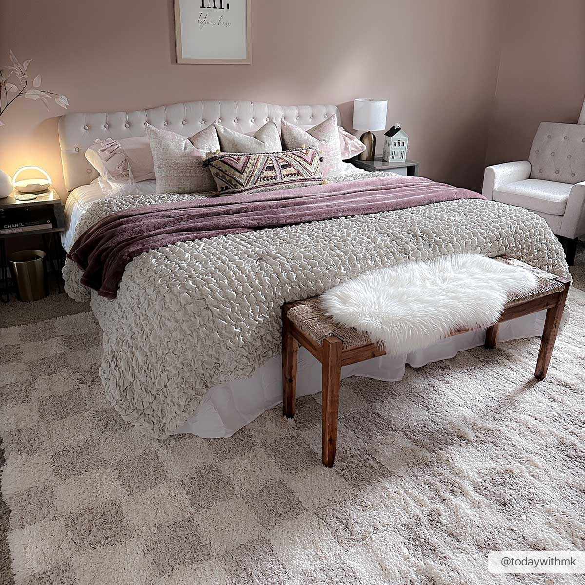 Atira Light Brown Checkered Area Rug-3