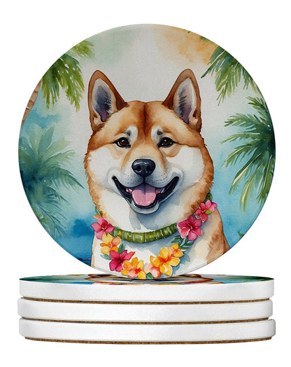 Akita Luau Large Sandstone Coasters Pack of 4-0