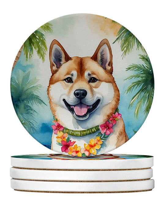 Akita Luau Large Sandstone Coasters Pack of 4-0