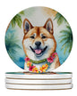 Akita Luau Large Sandstone Coasters Pack of 4-0