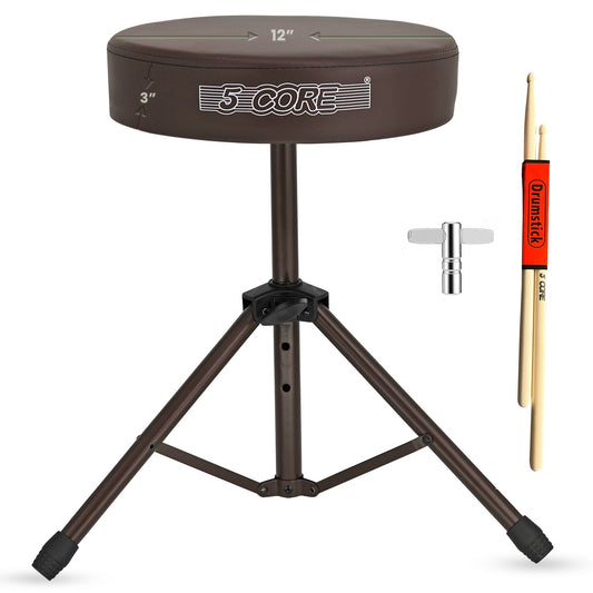 5 Core Drum Throne 3" Thick Padded Comfortable Guitar Stool Drummer Chair Adjustable Musician Seat-0