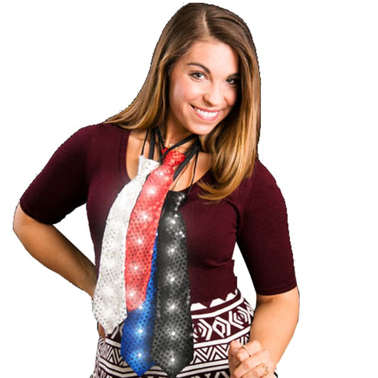 Flashing Sequin Zipper Easy On Neck Tie Pack of 12-0