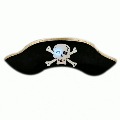 Premium Light Up Black Pirate Hat with Blinking Skull-2