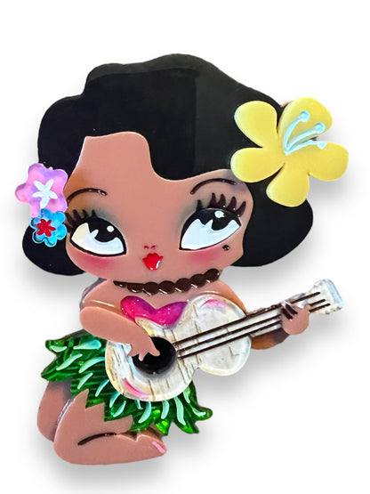 Hula Lula Tiki Girl Brooch by Miss Fluff x Lipstick & Chrome-2