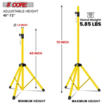5Core Speaker Stand Tripod Tall Adjustable 72 Inch DJ Pole Mount Studio Monitor Stands Yellow 1 PK-1