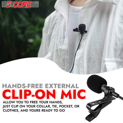 5Core Lavalier Microphone Clip On Professional Grade 3.5mm Lav Lapel Mic Omnidirectional-4
