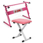 5Core Keyboard Stand Adjustable z Style Piano Riser + Keyboard Piano Bench PINK-0