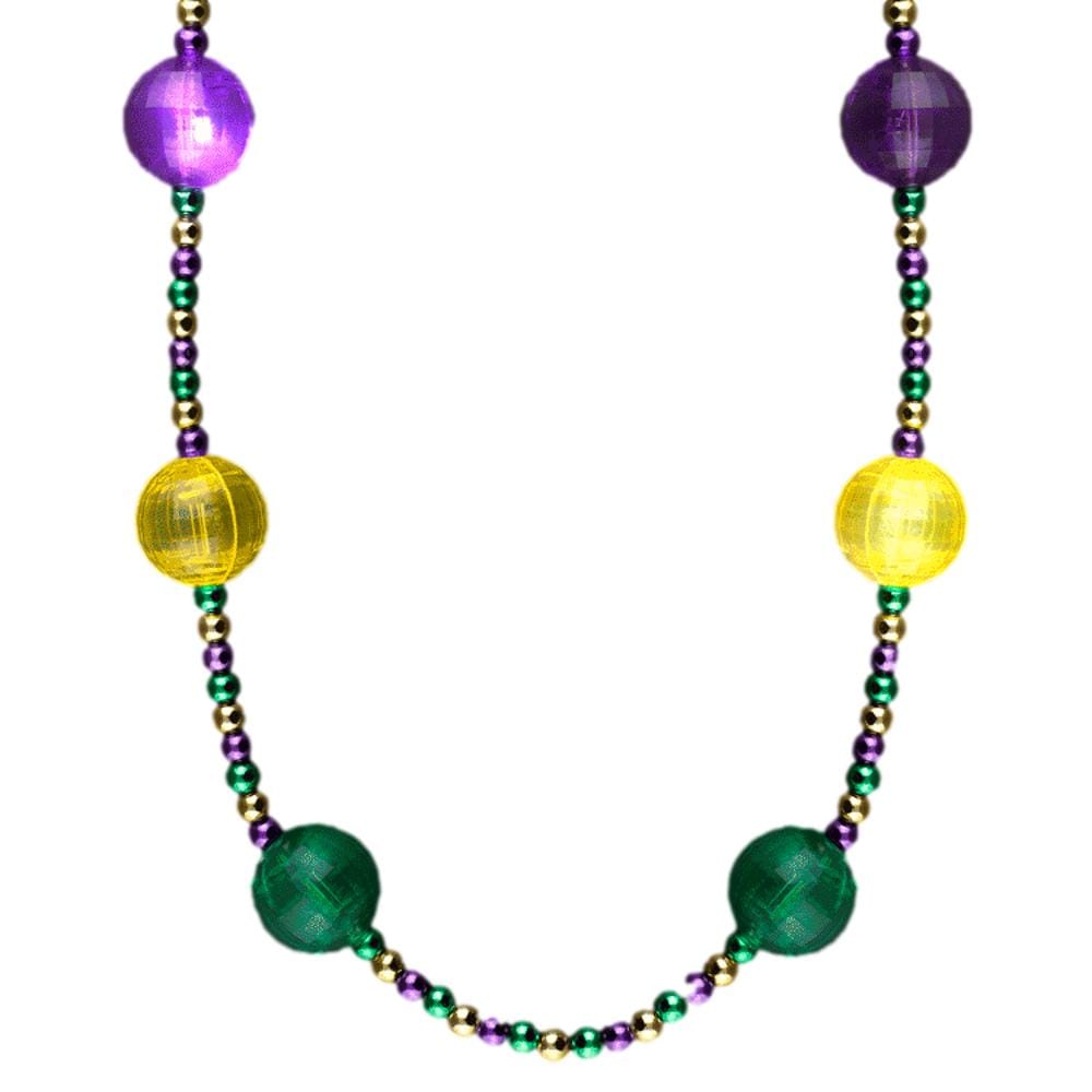 Light Up Purple Green Gold Acrylic Balls in Beaded Necklace for Mardi Gras-2