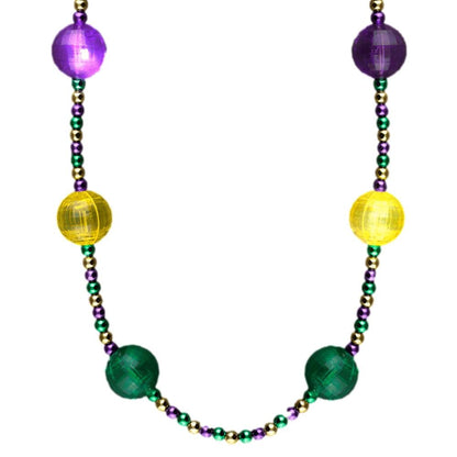 Light Up Purple Green Gold Acrylic Balls in Beaded Necklace for Mardi Gras-2