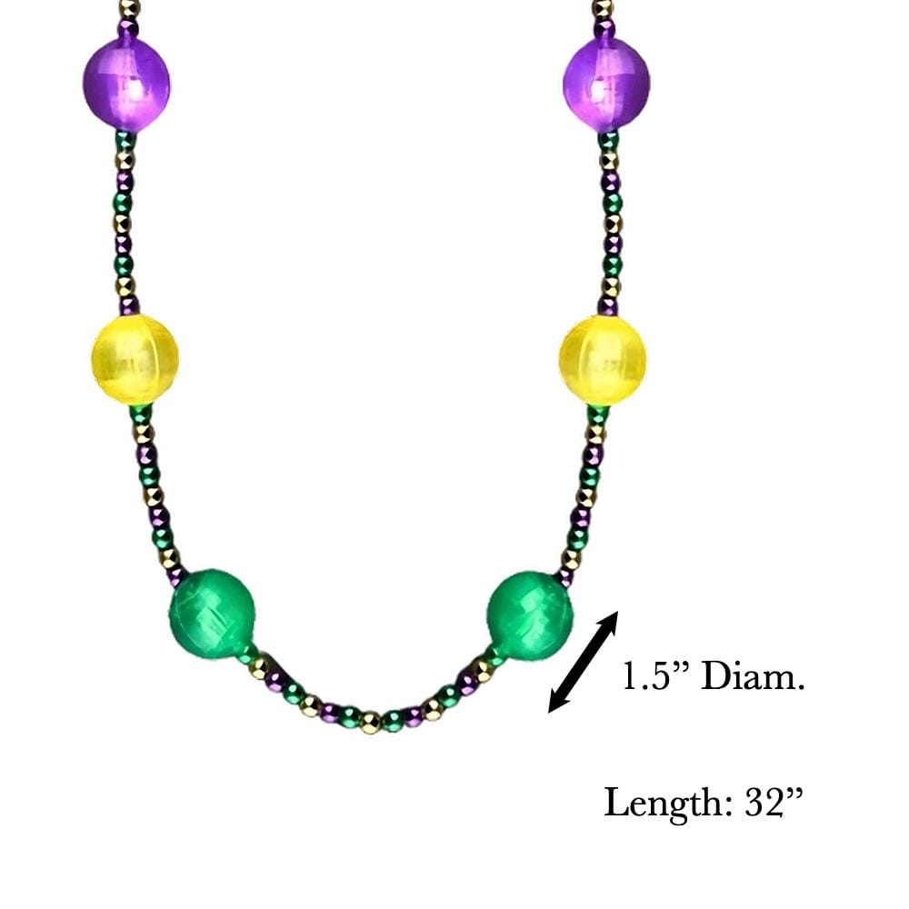 Light Up Purple Green Gold Acrylic Balls in Beaded Necklace for Mardi Gras-3