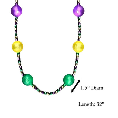 Light Up Purple Green Gold Acrylic Balls in Beaded Necklace for Mardi Gras-3
