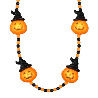 Light Up Witchy Pumpkin Beaded Necklace-1