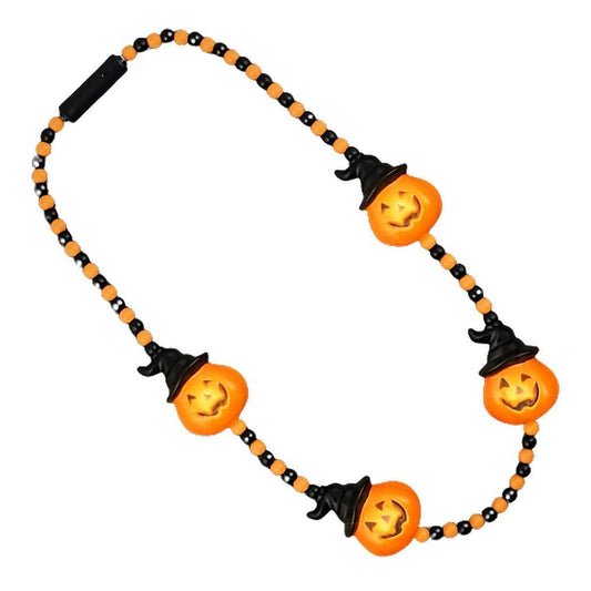 Light Up Witchy Pumpkin Beaded Necklace-0
