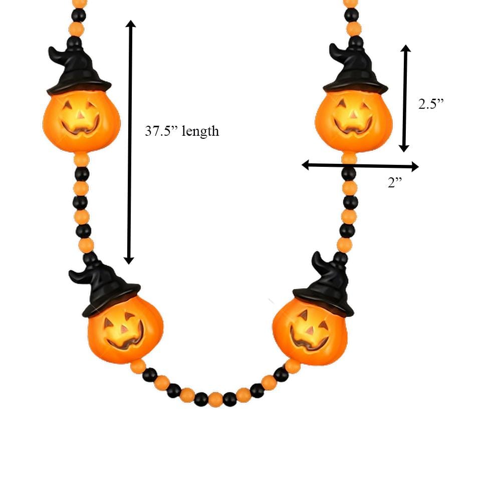 Light Up Witchy Pumpkin Beaded Necklace-2