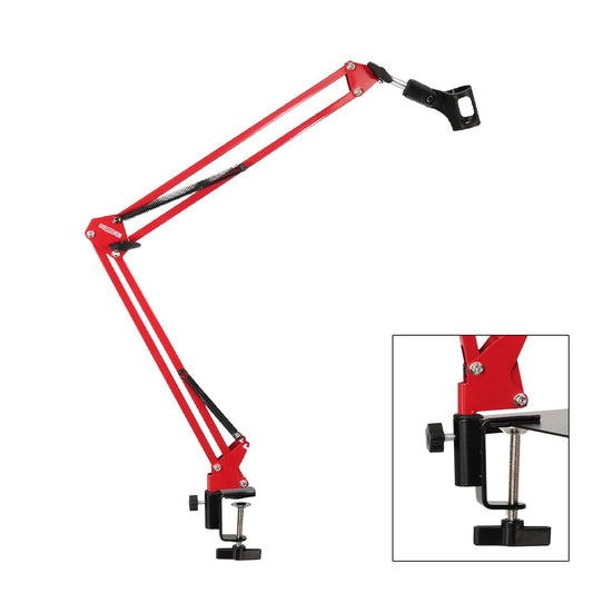 5Core Microphone Boom Arm Desk Mic Stand Adjustable Clamp Suspension Boom Stands RED-0
