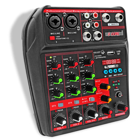 5 Core Audio Mixer 4 Channel DJ Equipment with Bluetooth USB Sound Board Console-0