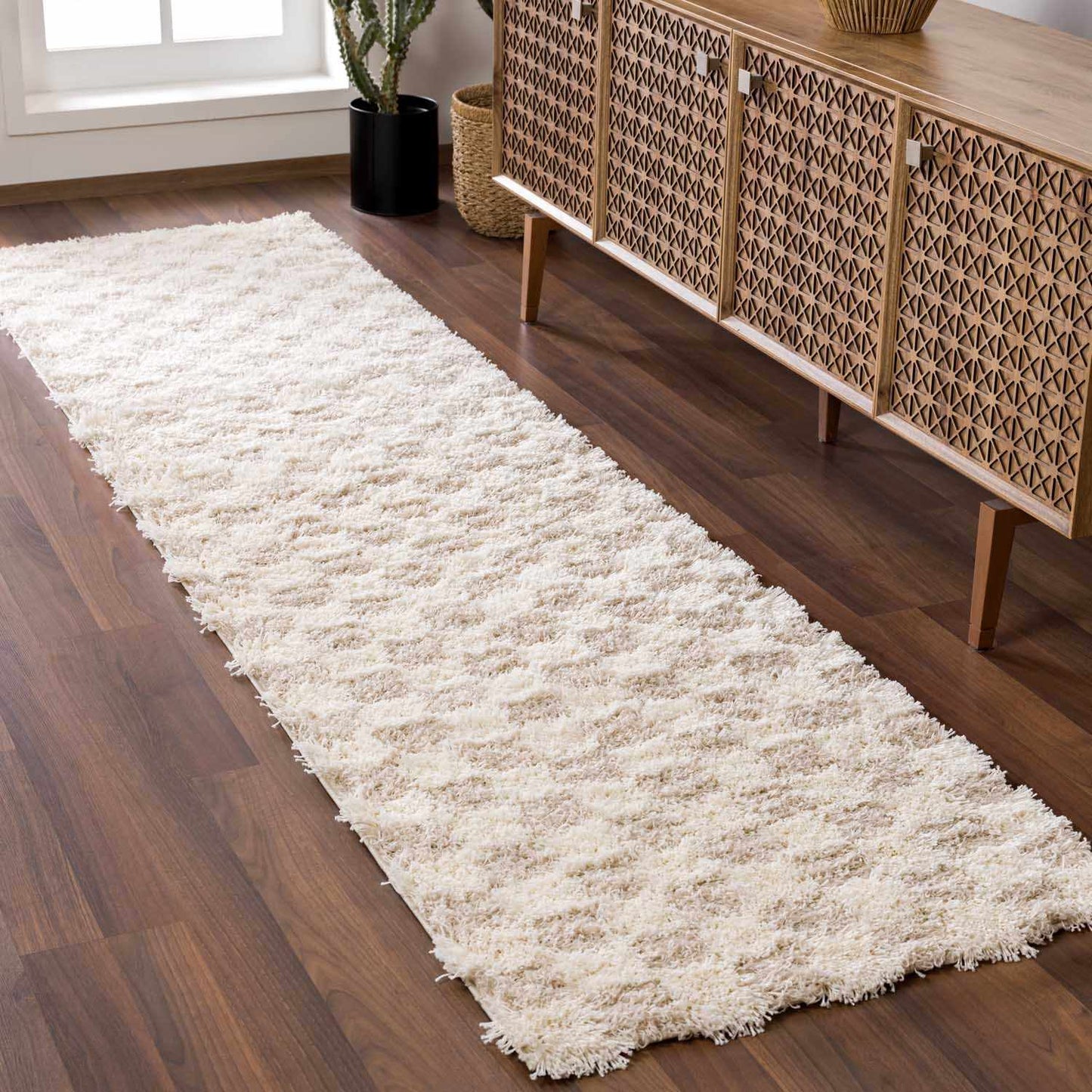 Atira Light Brown Checkered Area Rug-7