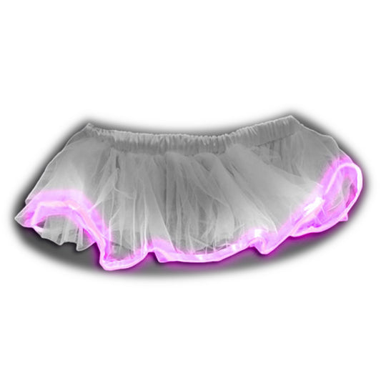 Lovely Hot Pink EL Wire Tulle Ballet Tutu in White Skirt Prima Ballerina-0
