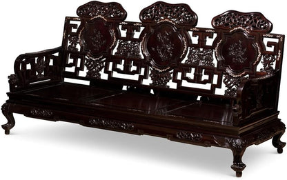 Dark Cherry Rosewood Mother of Pearl Motif Oriental Living Room Set (8Pcs) - with Free inside Delivery-2