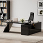 Modern L Shape Executive Desk With Drawers And Cabinet-0