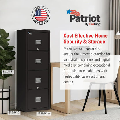 Patriot Vertical 4 Drawer Legal & Letter Fire Safe File Cabinet, Key Lock, 1 Hour Fire Rated UL Rated & Water Resistant, USA Made, Black-3