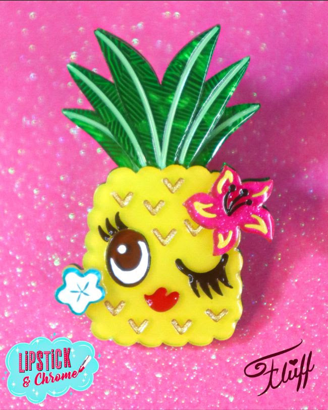 Pucker Up Pineapple Brooch by Miss Fluff x Lipstick & Chrome-2
