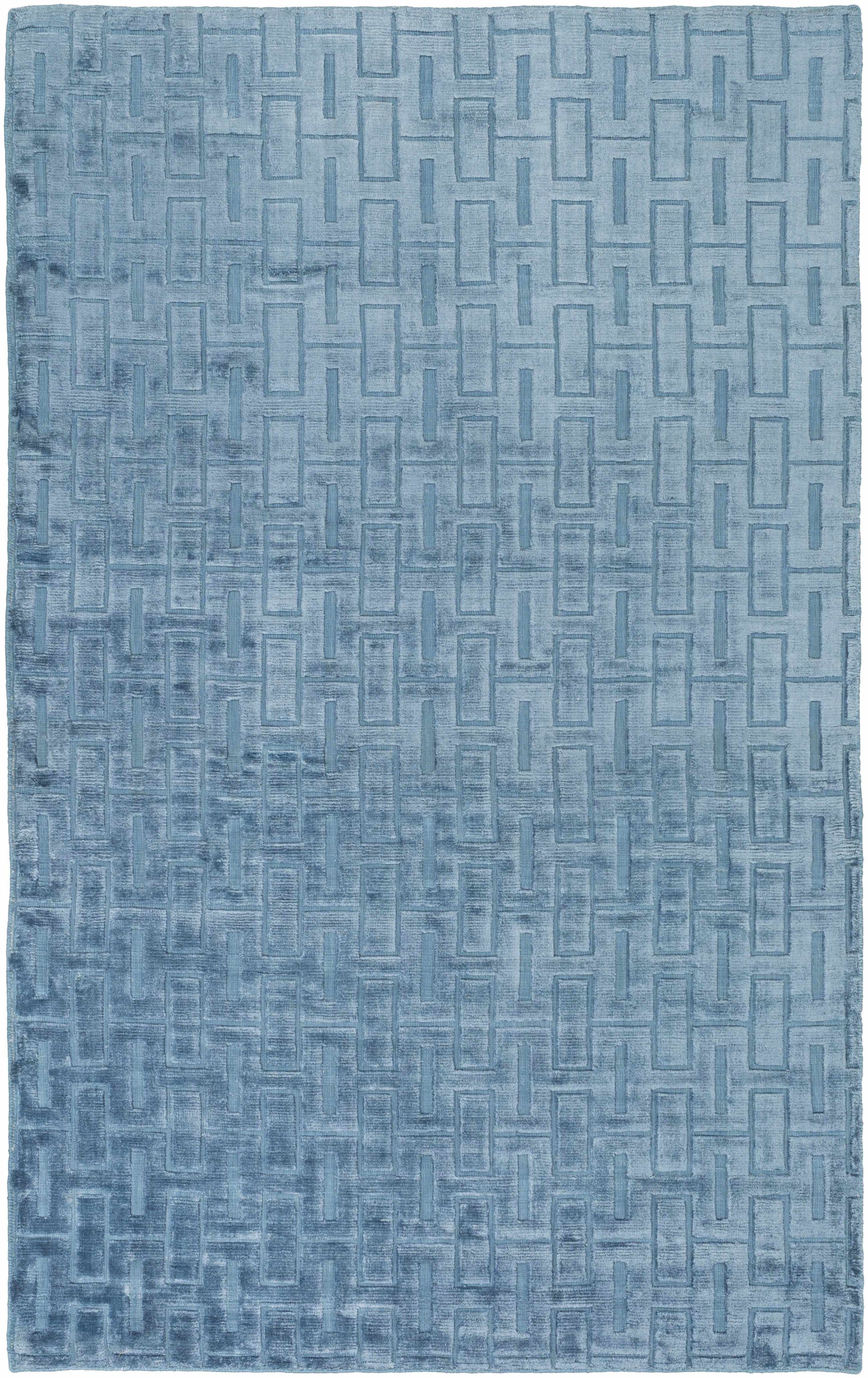Quealy Blue Patterned 3x5 Small Viscose Rug - Clearance-0