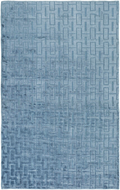 Quealy Blue Patterned 3x5 Small Viscose Rug - Clearance-0