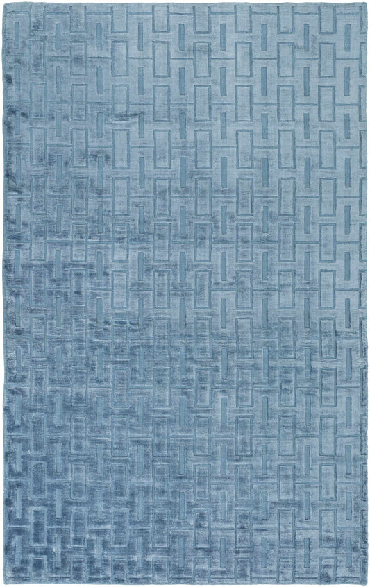 Quealy Blue Patterned 3x5 Small Viscose Rug - Clearance-0