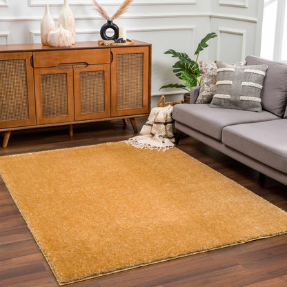 Heavenly Solid Mustard Plush Rug - Clearance-2