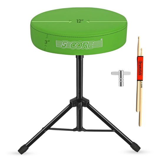5 Core Drum Throne 3" Thick Padded Comfortable Guitar Stool Drummer Chair Adjustable Musician Seat-0